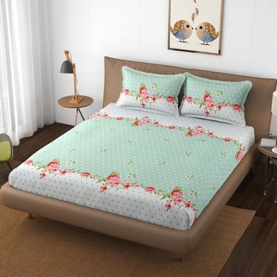Shri Paras Traders Cotton Queen Flat 155 TC Printed Bedsheet(Pack of 1, Multicolor)