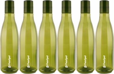 Pearlpet Azzure BPA-free Plastic Water Bottle , Fridge Bottle 1 Litre 1000 ml Bottle(Pack of 6, Green, Plastic)