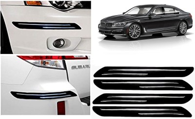 FINCOSTA Rubber Car Bumper Guard(Black, Silver, Pack of 4Pcs Double Bumber Protector, BMW, 725i)