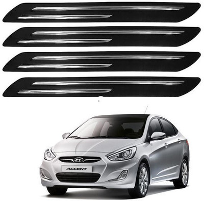 GEPRONIX Plastic, Stainless Steel Car Bumper Guard(Black, Silver, Pack of 4, Hyundai, Accent)