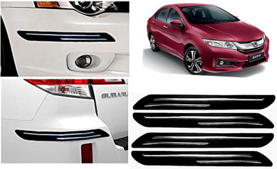 FINCOSTA Rubber Car Bumper Guard(Black, Silver, Pack of 4Pcs Double Bumber Protector, Honda, City)