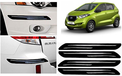 FINCOSTA Rubber Car Bumper Guard(Black, Silver, Pack of 4Pcs Double Bumber Protector, Datsun, NA)