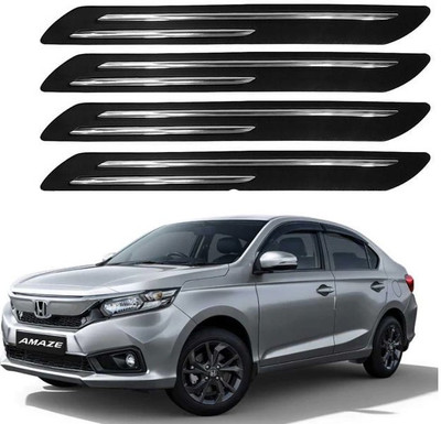 GEPRONIX Plastic, Stainless Steel Car Bumper Guard(Black, Silver, Pack of 4, Honda, Amaze)