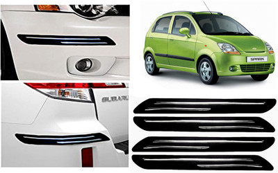 FINCOSTA Rubber Car Bumper Guard(Black, Silver, Pack of 4Pcs Double Bumber Protector, Chevrolet, Spark)