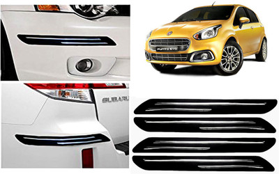 FINCOSTA Rubber Car Bumper Guard(Black, Silver, Pack of 4Pcs Double Bumber Protector, Fiat, Punto Evo)