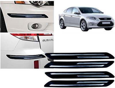 FINCOSTA Rubber Car Bumper Guard(Black, Silver, Pack of 4Pcs Double Bumber Protector, Volvo, Mondeo)