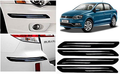 FINCOSTA Rubber Car Bumper Guard(Black, Silver, Pack of 4Pcs Double Bumber Protector, Tata, Spark)