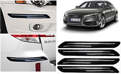 FINCOSTA Rubber Car Bumper Guard(Black, Silver, Pack of 4Pcs Double Bumber Protector, Audi, A7)