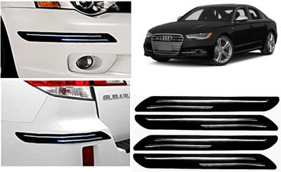 FINCOSTA Rubber Car Bumper Guard(Black, Silver, Pack of 4Pcs Double Bumber Protector, Audi, S6)