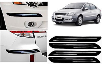 FINCOSTA Rubber Car Bumper Guard(Black, Silver, Pack of 4Pcs Double Bumber Protector, Chevrolet, Cielo)