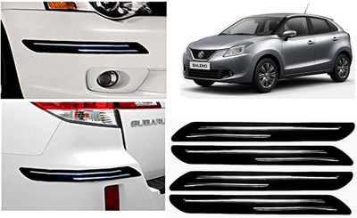 FINCOSTA Rubber Car Bumper Guard(Black, Silver, Pack of 4Pcs Double Bumber Protector, Mahindra, 4 Series)