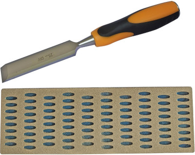 Inditrust 25mm Woodworking Wood Carving Hand Chisel with 1pc Sharping Stone Bevel Chisel Set(Pack of 2)