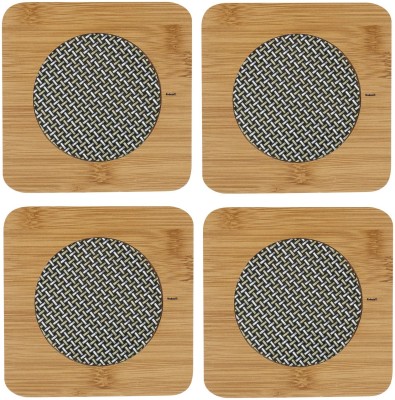 Nimbose Square Bamboo Coaster Set(Pack of 4)