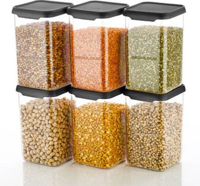 MAK BROTHERS Polypropylene Cookie Jar  - 500 ml(Pack of 6, Black)