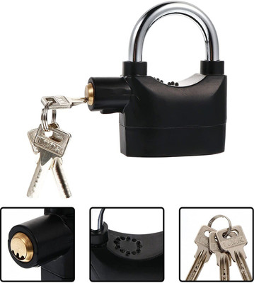 WunderVoX 110dba Siren Triggered Alarm Padlock With Keys-X137 Padlock(Black-111)