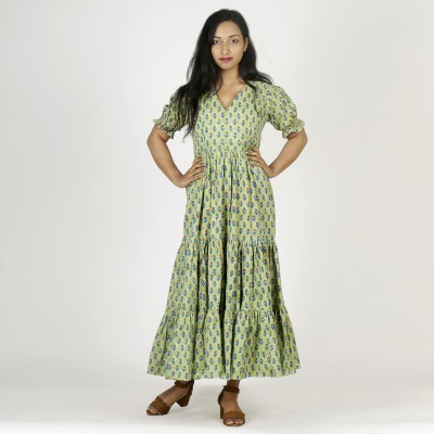 FeFashion Women A-line Light Green Dress