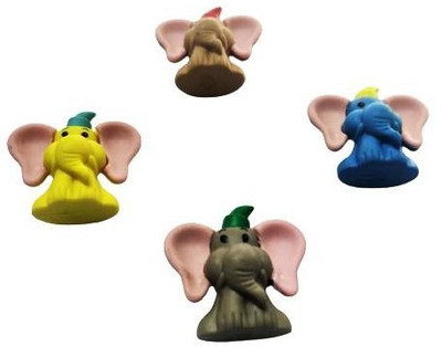 Lighter House Elephant Look Erasers – (12 Pcs./lot) Non-Toxic Eraser(Set of 12, Multicolor)