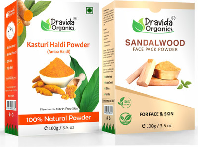 Dravida Organics Kasturi Haldi + Sandalwood Face Pack Powder - Combo(200 g)