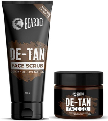 BEARDO De-Tan Combo (De-Tan Face Gel and De-Tan Face Scrub) With Coffee & Aloe Extracts (2 x 75 g)