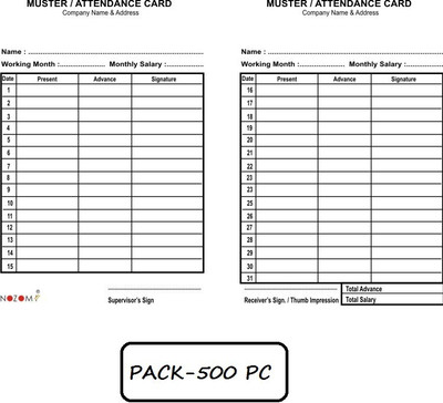 NOZOMI PAPER ATTENDANCE CARD(Set Of 500, White)