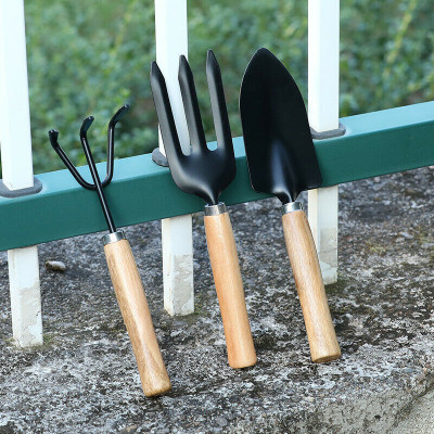 ZURU BUNCH 3PC Set Mini Garden Tools Set with Wooden Handle Gardening Shovel Rake Spade Set Garden Tool Kit(3 Tools)