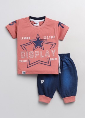 Mars Infiniti Boys & Girls Casual T-shirt Three Fourth Pant(Pink)