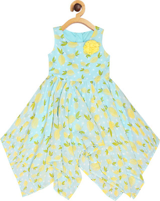 CREATIVE KID'S Girls Midi/Knee Length Casual Dress(Green, Sleeveless)