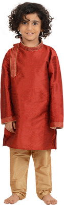 MAHARAJA Boys Festive & Party Kurta and Pyjama Set(Red Pack of 1)
