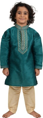 MAHARAJA Boys Festive & Party Kurta and Pyjama Set(Green Pack of 1)