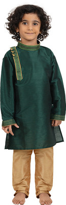 MAHARAJA Boys Festive & Party Kurta and Pyjama Set(Green Pack of 1)