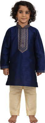 MAHARAJA Boys Festive & Party Kurta and Pyjama Set(Blue Pack of 1)