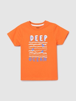 MAX Boys Typography, Printed Pure Cotton Regular T Shirt(Orange, Pack of 1)