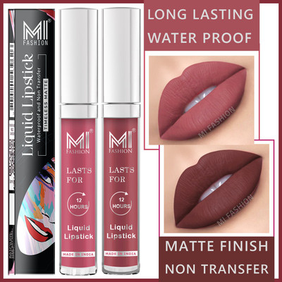 MI FASHION Long Lasting Waterproof Non Transfer Liquid Matte Lipsticks 3.5ml each(Peach,Brown Bar, 7 ml)