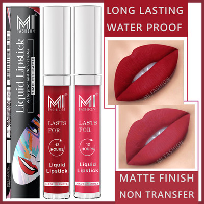 MI FASHION Original New Weighltess Lightweight Smooth Matte Liquid Lipstick 3.5ml each(Ruby Red,Peach, 7 ml)