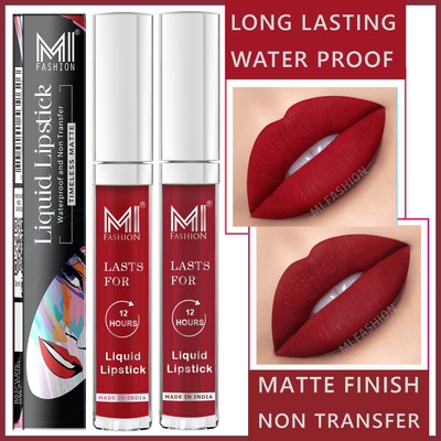 MI FASHION Long Lasting Waterproof Non Transfer Liquid Matte Lipsticks 3.5ml each(Ruby Red,Blush Red, 7 ml)