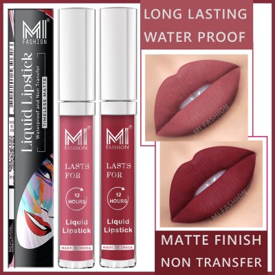 MI FASHION Long Lasting Waterproof Non Transfer Liquid Matte Lipsticks 3.5ml each(Peach,Cherry Love, 7 ml)