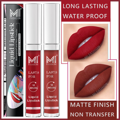 MI FASHION Original New Weighltess Lightweight Smooth Matte Liquid Lipstick 3.5ml each(Ruby Red,Brick Red, 7 ml)