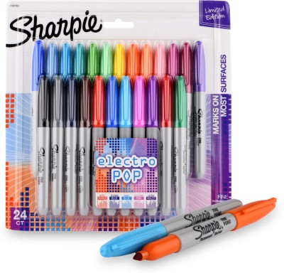 Sharpie Fine Tip Permanent Marker, Electro Pop(Set of 24, Multicolor)