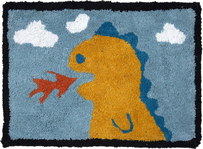 AAZEEM Cotton Door Mat(Orange, Medium)
