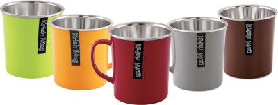 Nabhya 270 ML Steel Plastic Cups for Coffee Tea , Campings Cups With Handle Stainless Steel, Plastic Coffee Mug(180 ml, Pack of 5)