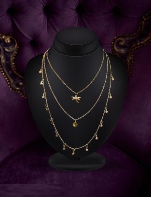 Grace Collections Trendy Layered Fashion Gold-plated Alloy Necklace Gold-plated Plated Alloy Necklace Set