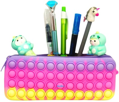 FunBlast Pack of 1, Pop Bubble Stationery Storage Bag Pop It Art Plastic Pencil Box(Set of 1, Pink)