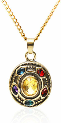 RVM Jewels Infinity War Thanos 6 Gauntlet Power Stones Gold Plated Pendant Necklace Gold-plated Alloy