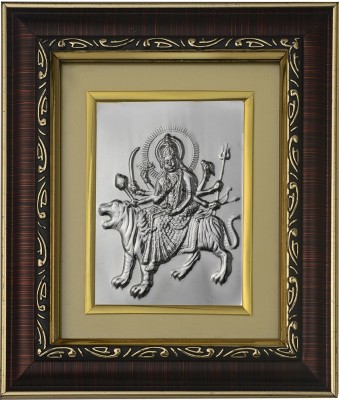 Pray Everyday Durga MATA Silver Plated Photoframe | Maa Durga Frame for Home Temple| God's & Goddesses Photoframes | Hindu God & Goddesses Frames | Spiritual & Religious Frame