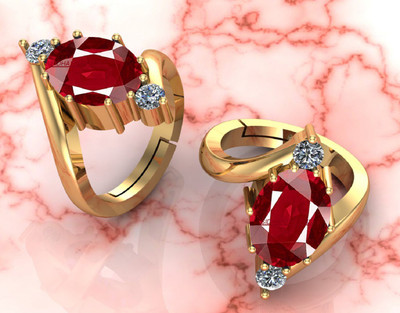 SIDHGEMS 13.25 Ratti 12.00 Carat Natural Ruby Stone Manik Ring Brass Ruby Gold Plated Ring