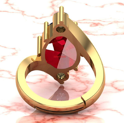 SIDHGEMS 10.25 Ratti 9.25 Carat Natural Ruby Stone Manik Ring Brass Ruby Gold Plated Ring