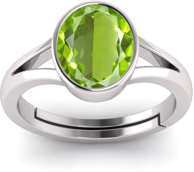 LMDLACHAMA 6.25Ratti/ 5.25 Carat Natural Peridot Gemstone Ring For Women And Girl Silver Sterling Silver Plated Ring