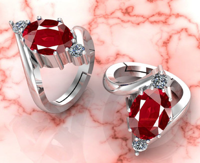 Sidharth Gems 9.25 Ratti 8.00 Carat Natural Ruby Stone Manik Ring Adjustable Panchdhatu Ring Brass Ruby Silver Plated Ring