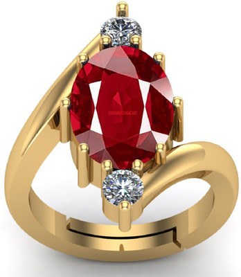 SIDHGEMS SIDHGEMS 7.25 Ratti 6.00 Carat Natural Ruby Stone Manik Ring Brass Ruby Gold Plated Ring