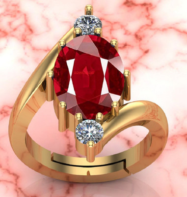 SIDHGEMS SIDHGEMS 11.25 Ratti 10.00 Carat Natural Ruby Stone Manik Ring Brass Ruby Gold Plated Ring